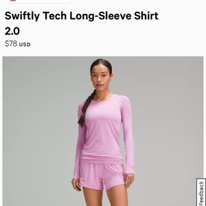 Lululemon swiftly long sleeve with thumb holes new without tags